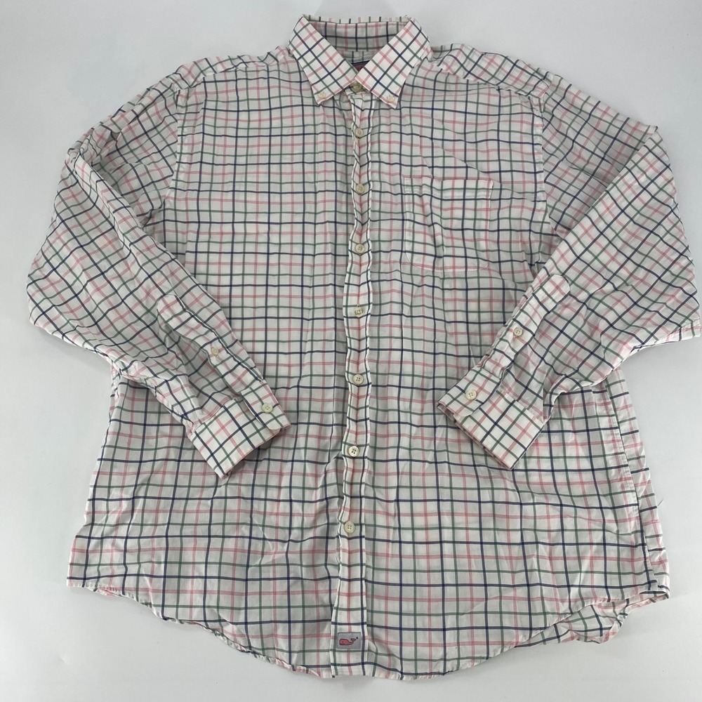 Vineyard Vines Murray Shirt Mens Large Multicolor Tattersall Plaid Button Down